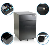 Cassettiera con rotelle in metallo nero COLOR OS I con serratura a combinazione, ruote e scomparto organizzatore di hjh OFFICE