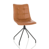 Sedia imbottita marrone TARVISO PU con impunture e struttura a quattro gambe di hjh OFFICE – vista a 360° (vista frontale 15°)