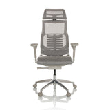High-end Sedia da ufficio POFIT G GEN2 grigio chiaro con schienale in rete e base a cinque ruote di hjh OFFICE – vista a 360° (vista frontale 0°)