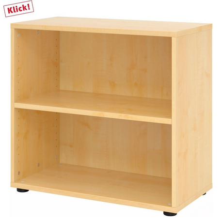 Regal BETA 9 in Ahorn-Optik mit zwei offenen Regalfächern von hjh OFFICE PRO