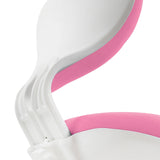 Vista laterale di dettaglio del guscio in plastica bianca e dell'imbottitura rosa della sedia girevole per bambini KID VIVO di hjh OFFICE