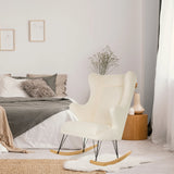 Poltrona Lounge MAPOON bianca come sedia a dondolo con pattini e rivestimento teddy di hjh LIVING