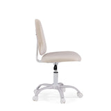 Vista laterale della sedia girevole per bambini Lumikid in beige con base a stella bianca e rotelle di hjh OFFICE
