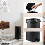 Cestino CLEAN STEP 2 nero con coperchio, sacchetto per rifiuti e pedale di hjh OFFICE (immagine generata dall’IA)