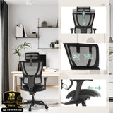 Funzioni regolabili della poltrona di lusso ERGOHUMAN SLIM ECO F GEN2 in nero di hjh OFFICE (immagine generata dall’IA)