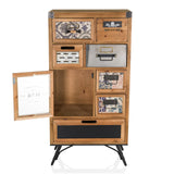 Madia CONTINENTO S in legno marrone scuro con vari cassetti e un vano aperto di hjh LIVING