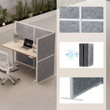 Pareti divisorie Flexmiut Modul L grigie con superficie fonoassorbente e telaio bianco di hjh OFFICE