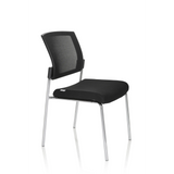 Sedia a quattro gambe K9 V nera con schienale in rete e struttura in metallo di hjh OFFICE – vista a 360° (vista frontale a tre quarti 60°)