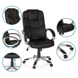 Poltrona Home Office RELAX BY155 nera con viste dettagliate di braccioli, base e pistone a gas di MyBuero
