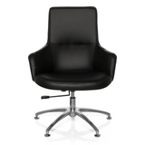 Poltrona Lounge SHAKE 300 nera con imbottitura e base a stella lucida di hjh OFFICE – vista a 360° (vista frontale 0°)