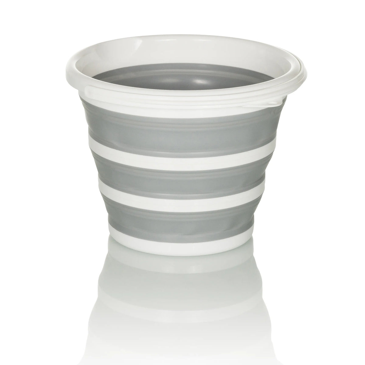 Contenitore pieghevole CLEAN SILR grigio-bianco con struttura pieghevole e bordo bianco di hjh OFFICE – vista a 360° (vista posteriore 180°)