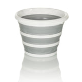 Contenitore pieghevole CLEAN SILR grigio-bianco con struttura pieghevole e bordo bianco di hjh OFFICE – vista a 360° (vista posteriore 180°)