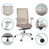 Funzioni regolabili della Sedia da ufficio professionale PURE WHITE in beige di hjh OFFICE