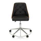 Sedia Home Office CENCA nera con imbottitura trapuntata e base a cinque ruote di hjh OFFICE – vista a 360° (vista frontale 0°)