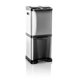 Cestini argento CLEAN VII con due contenitori separati e pedale di hjh OFFICE – vista a 360° (vista frontale 15°)