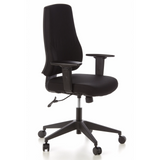 Sedia da ufficio professionale PRO-TEC 100 nera con braccioli e base a cinque ruote di hjh OFFICE – vista a 360° (vista frontale a tre quarti 60°)