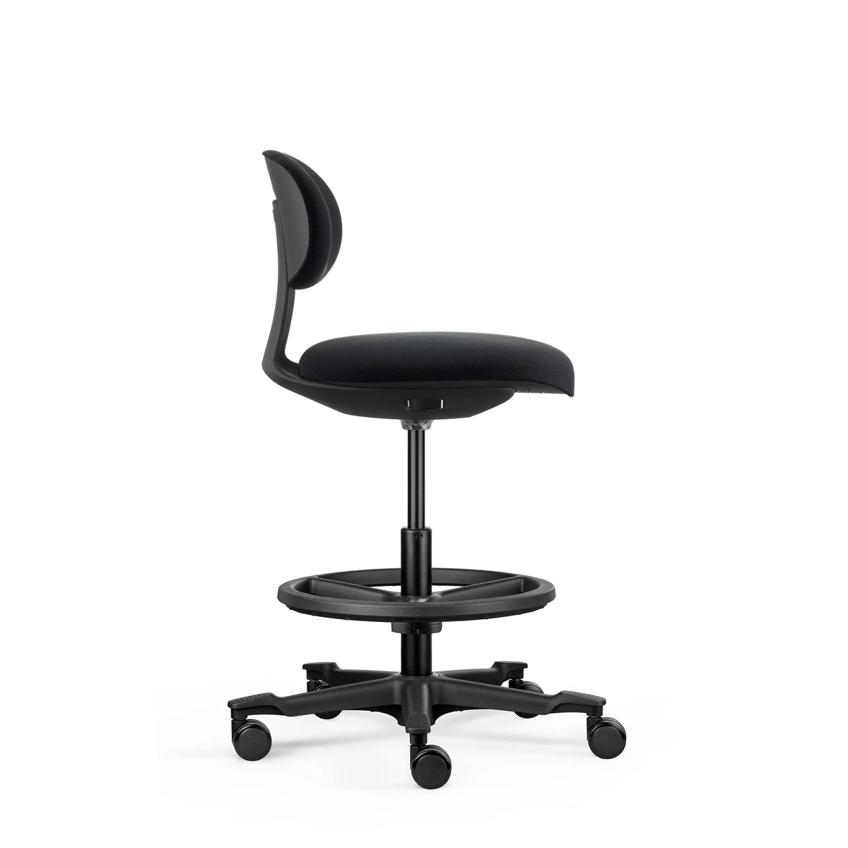 Sedia da lavoro WORK MF2 nera con poggiapiedi e base a stella con ruote di hjh OFFICE