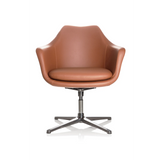 Poltrona Lounge ARTEMIA marrone con scocca curva e base a quattro razze di hjh OFFICE – vista a 360° (vista frontale 0°)