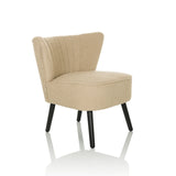 Poltrona Lounge MANISO beige con rivestimento in tessuto strutturato e quattro gambe nere di hjh LIVING – vista a 360° (vista frontale a tre quarti 45°)