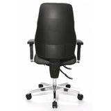 Vista posteriore della Sedia da ufficio professionale P91 AL.G3 in grigio con base a stella e rotelle di Topstar