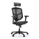 Sedia da ufficio Enjoy Eco MB nera con rivestimento in rete, poggiatesta e braccioli regolabili di hjh OFFICE