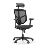 Sedia da ufficio Enjoy Eco MB nera con rivestimento in rete, poggiatesta e braccioli regolabili di hjh OFFICE