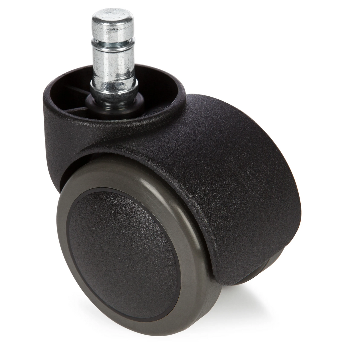 Schwarze Stuhlrolle 5x ROLO 11mm/50mm für Hartböden mit silbernem Metallstift von hjh OFFICE – 360-Grad-Ansicht (Frontansicht 0°)