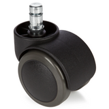 Schwarze Stuhlrolle 5x ROLO 11mm/50mm für Hartböden mit silbernem Metallstift von hjh OFFICE – 360-Grad-Ansicht (Frontansicht 0°)