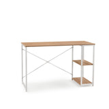 Scrivania Easy Up2 in bianco e rovere con scaffale integrato e rinforzo a X di hjh LIVING – vista a 360° (vista frontale 15°)