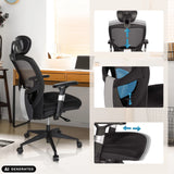 Poggiatesta, supporto lombare e seduta regolabili della high-end sedia da ufficio VENUS BASE di hjh OFFICE (immagine generata dall’IA)