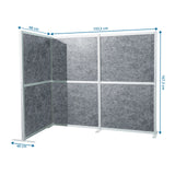 Disegno tecnico della Parete divisoria Flexmiut Modul L di 193,5 × 167,3 cm in grigio di hjh OFFICE