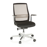High-end Sedia da ufficio FOUNTAINE PRO nera con schienale in rete e base a cinque ruote di hjh OFFICE – vista a 360° (vista frontale 20°)