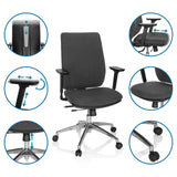 Sedia da ufficio professionale INTEGRIO I in grigio scuro con diverse possibilità di regolazione di hjh OFFICE