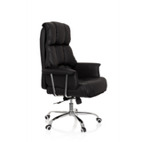 Poltrona professionale COMMANDER nera con imbottitura trapuntata e base a cinque ruote di hjh OFFICE – vista a 360° (vista frontale a tre quarti 60°)
