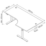 Disegno tecnico della scrivania XDSM 82 S di 2000 × 1200 mm di hjh OFFICE PRO