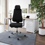 Sedia da ufficio professionale PRO-TEC 400 nera con poggiatesta e braccioli regolabili di hjh OFFICE