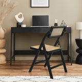 Sedia pieghevole TUDELA BAMBOO in nero con seduta e schienale in paglia di Vienna marrone di hjh LIVING