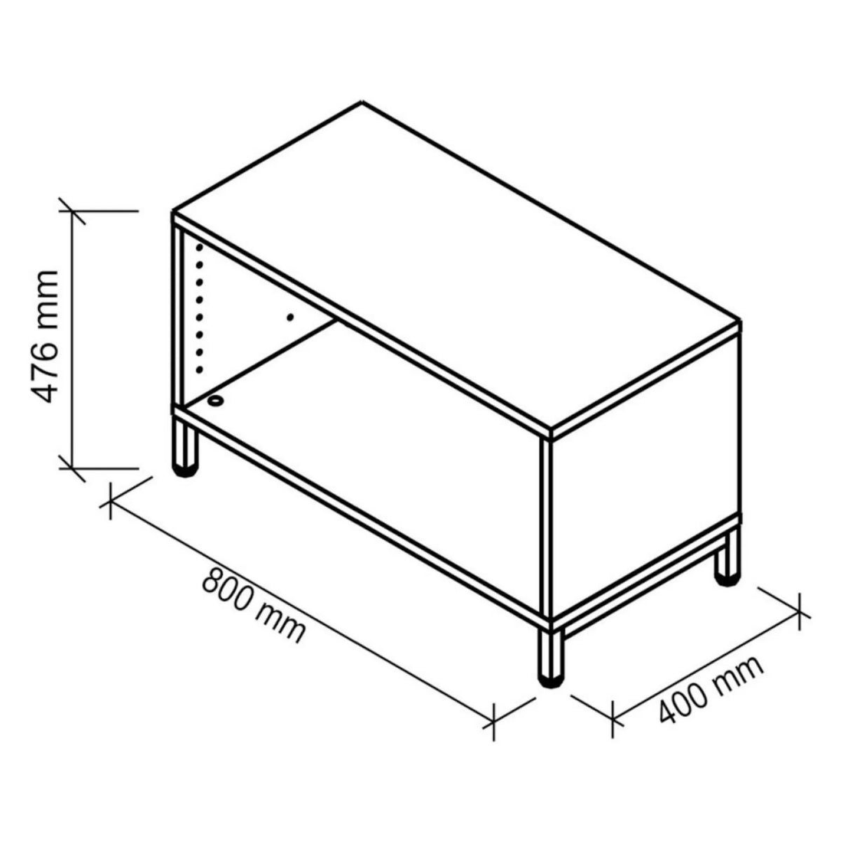 Disegno tecnico del corpo FlexWall di 800 × 400 mm di hjh OFFICE PRO