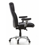 Poltrona professionale EMBASSY 200 nera con braccioli e base a cinque ruote di hjh OFFICE – vista a 360° (profilo laterale 100°)