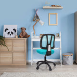 Sedia girevole per bambini KID YU 200 turchese con schienale nero e rotelle di hjh OFFICE