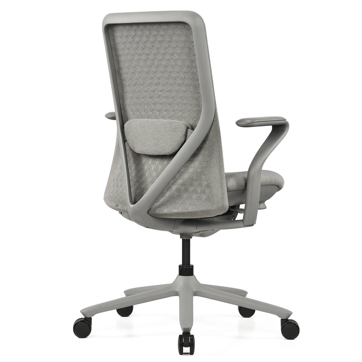 Vista posteriore della High-end Sedia da ufficio VERVIO in grigio con schienale in rete di hjh OFFICE