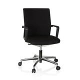 Sedia da ufficio professionale MOVE-TEC 3D nera con braccioli e base a cinque ruote di hjh OFFICE – vista a 360° (vista frontale 20°)