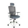 Sedia da ufficio professionale CAPTIVO BASE W in grigio con schienale in rete e poggiatesta di hjh OFFICE