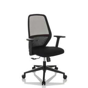 Sedia da ufficio professionale CARLOW I in nero con schienale in rete e braccioli di hjh OFFICE
