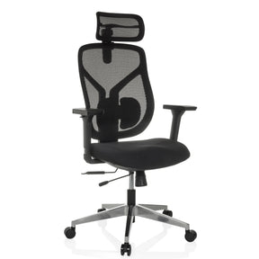 High-end Sedia da ufficio CASSILIS B con rivestimento in rete nera e poggiatesta di hjh OFFICE