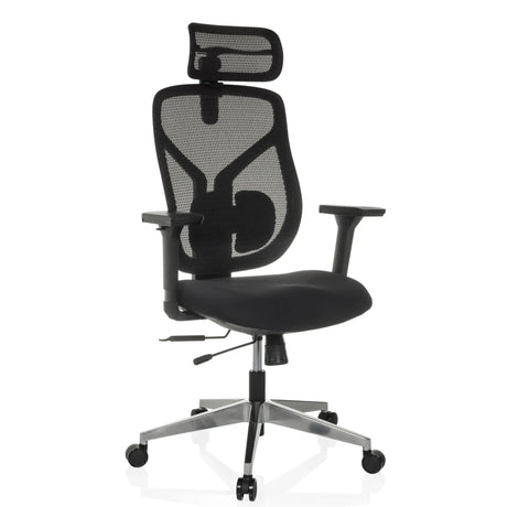 High-end Sedia da ufficio CASSILIS B con rivestimento in rete nera e poggiatesta di hjh OFFICE