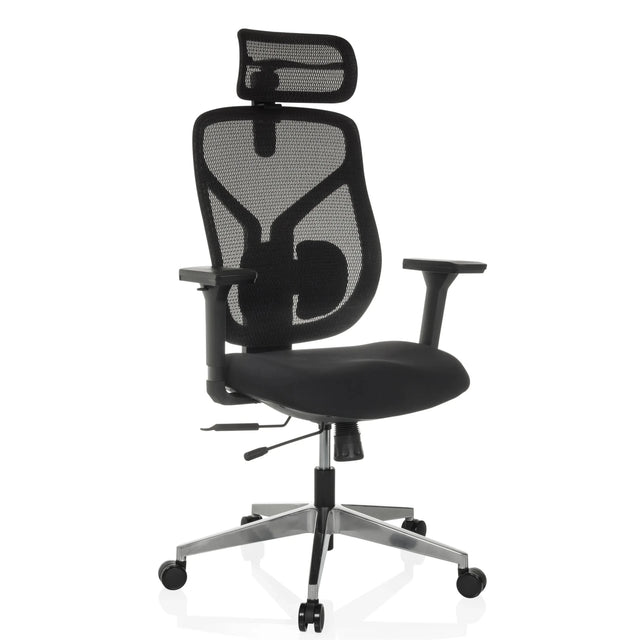High-end Sedia da ufficio CASSILIS B con rivestimento in rete nera e poggiatesta di hjh OFFICE
