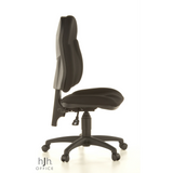 Sedia Home Office WELLPOINT 10 nera con base a stella e cinque rotelle di Topstar – vista a 360° (profilo laterale 80°)