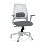 Sedia Home Office PARFERIO W grigia con schienale in rete e base a cinque ruote di hjh OFFICE – vista a 360° (vista frontale 20°)