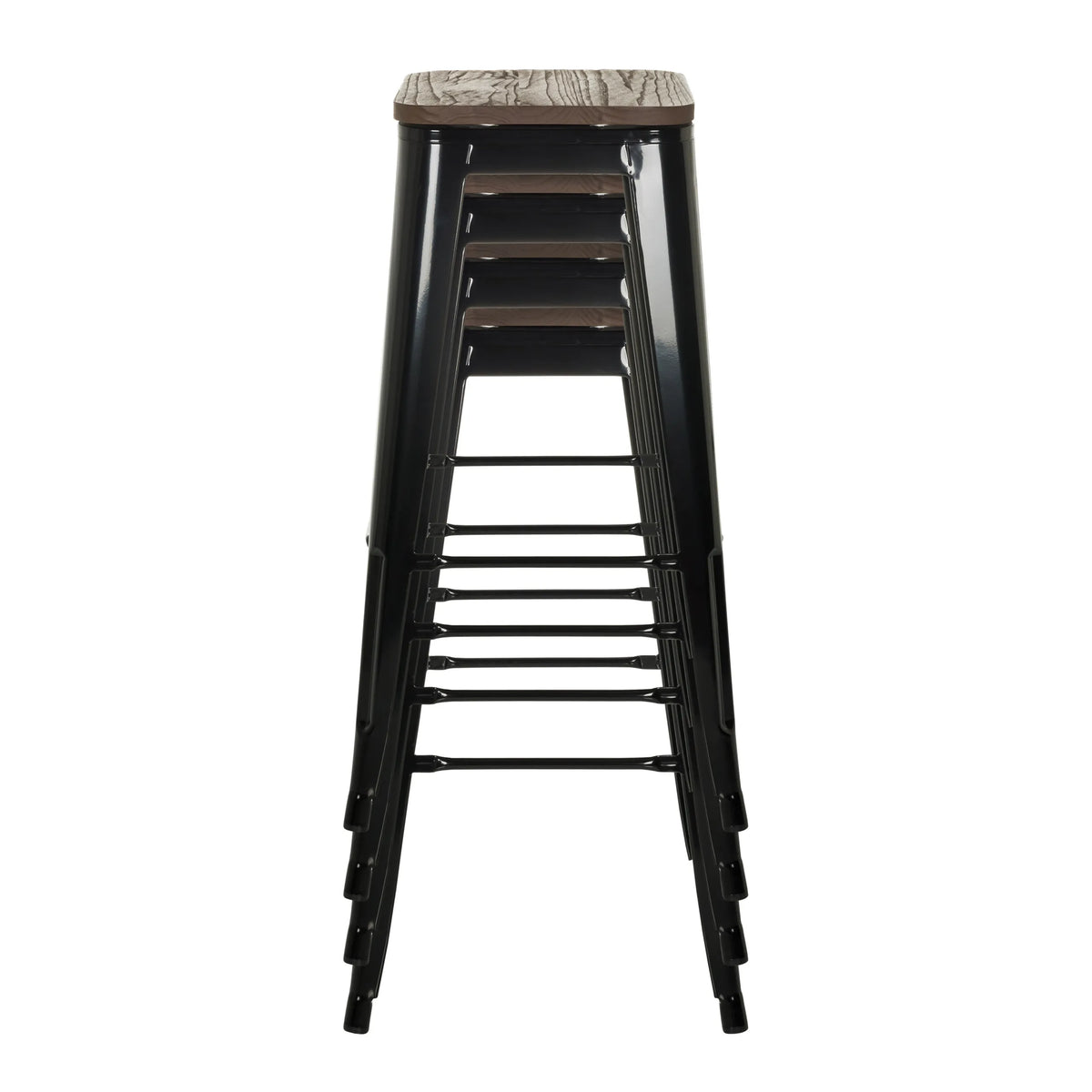 Sgabelli da bar impilabili VANTAGGIO HIGH WS in nero con sedute in legno di hjh OFFICE